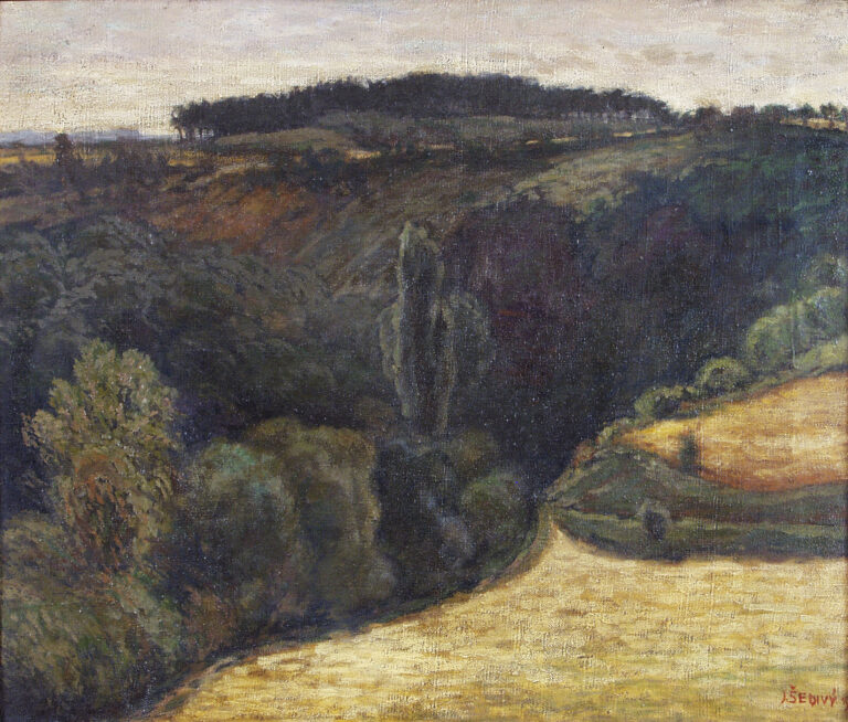 JOSEF JAN ŠEDIVÝ: Krajina u Velkého rybníka, 1914, olej, plátno, 50 x 59,5 cm