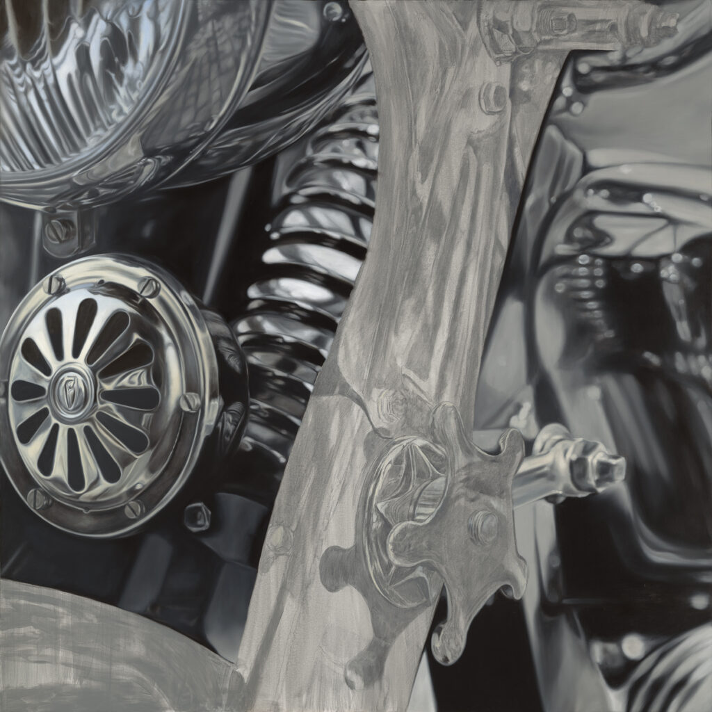 PAVEL ŠICH: Moto, 2025, olej, plátno, 155 x 155 cm
