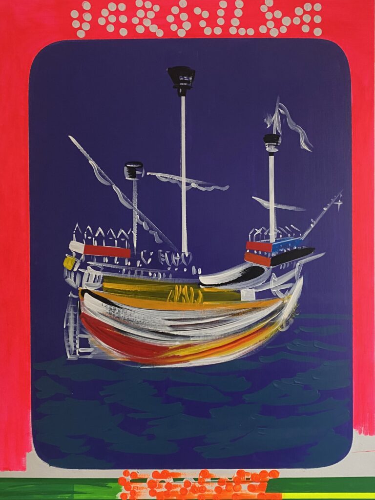 Ondřej KOPAL, Vergulde Sonne, 2025, akryl, plátno, 120 x 90 cm