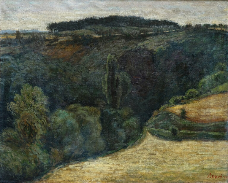 JOSEF JAN ŠEDIVÝ: Krajina u Velkého rybníka, 1914, olej, plátno, 50 x 59,5 cm